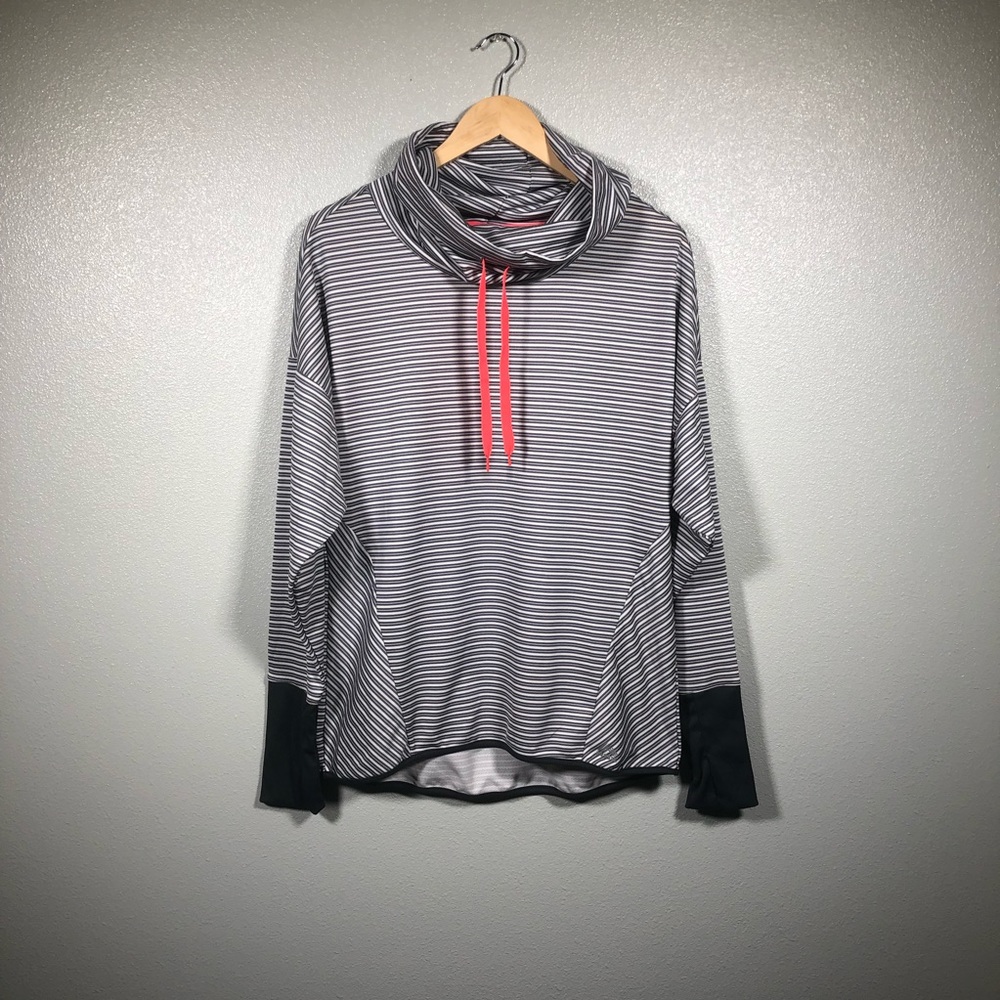 Cowl neck sports jacket.
